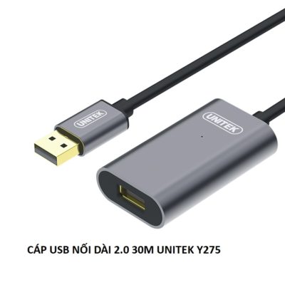 c&aacute;p nối d&agrave;i USB 2.0 d&agrave;i 30m ch&iacute;nh h&atilde;ng Unitek Y-275 cao cấp chất lượng